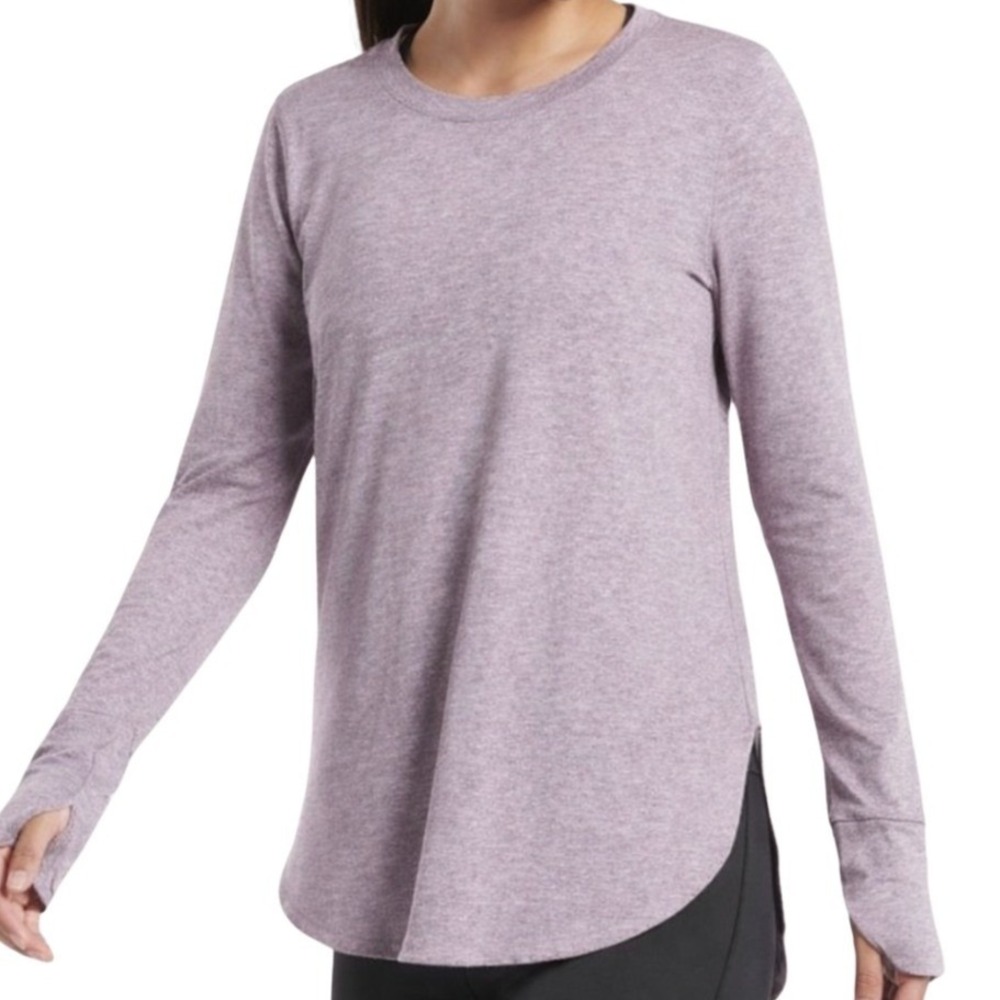 Athleta Uptempo Top Womens Heathered Purple Long Sleeve Thumbhole Activewear‎ XS